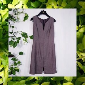 Brown Wool‎ Mini Dress Womens SMALL Sheath Split Neck Career Office